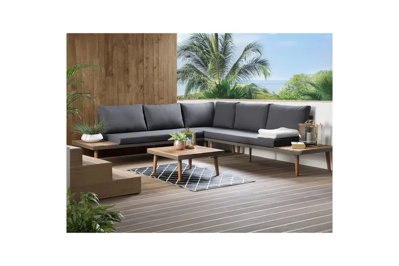 Loungegrupp Corato Grå/mörkt trä/ljust trä - Grå/mörkt trä/ljust trä - Utemöbler - Utegrupp - Loungegrupp