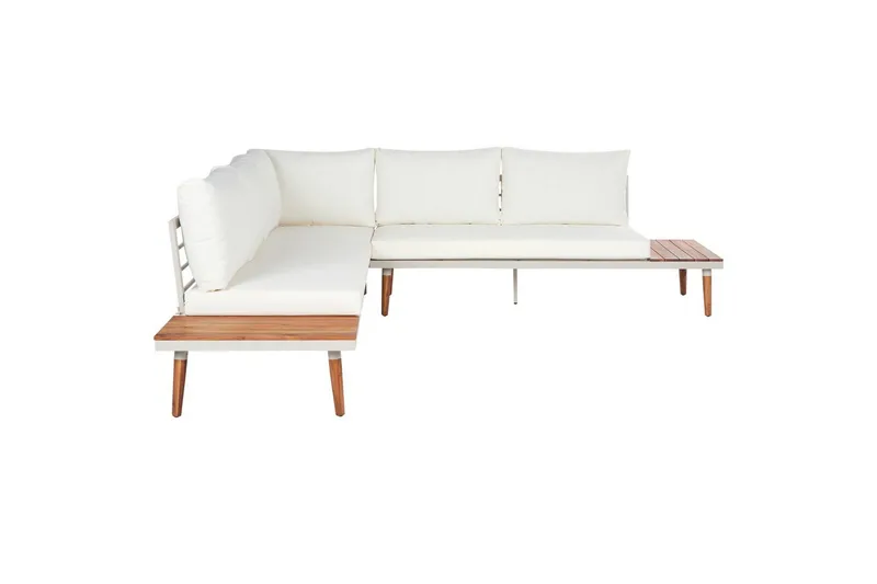 Loungegrupp Corato Vit/ljust trä - Vit/ljust trä - Utemöbler - Utegrupp - Loungegrupp