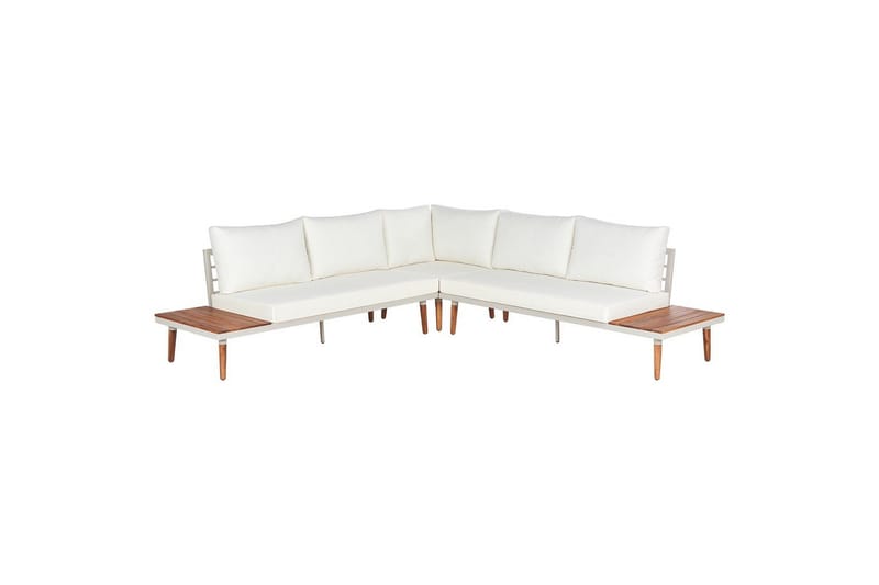 Loungegrupp Corato Vit/ljust trä - Vit/ljust trä - Utemöbler - Utegrupp - Loungegrupp