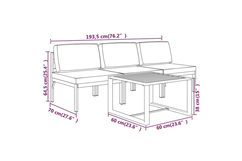 Loungegrupp Utomhus för trädgården 4 delar med dynor aluminium antra - Antracit - Utemöbler - Utegrupp - Loungegrupp