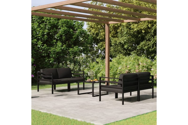 Loungegrupp för trädgården 5delar med dynor aluminium antrac - Antracit - Loungegrupp