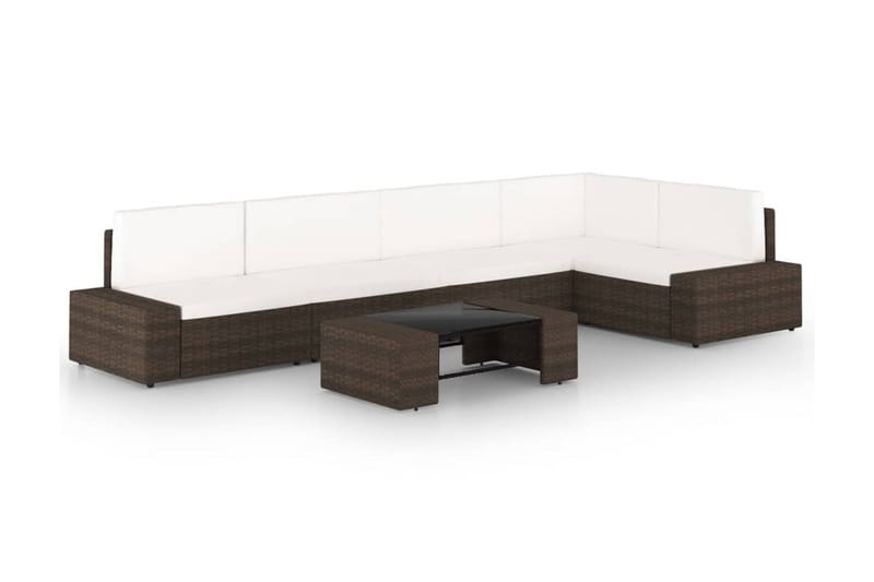Loungegrupp Utomhus för trädgården 6 delar konstrotting brun - Brun - Utemöbler - Utegrupp - Loungegrupp
