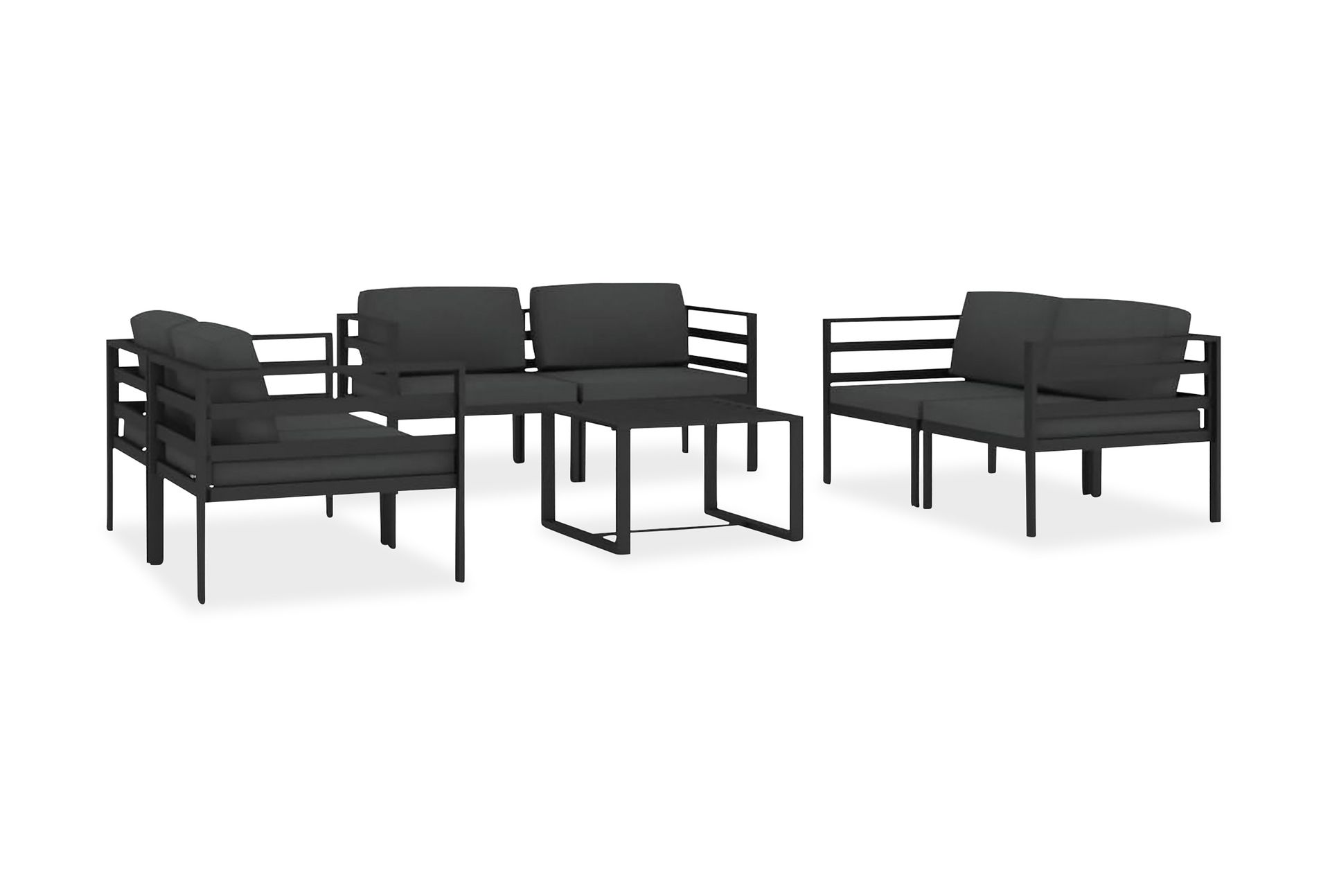 Loungegrupp Utomhus för trädgården 7 delar med dynor aluminium antra - Antracit - Utemöbler - Utegrupp - Loungegrupp