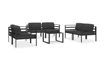 Loungegrupp Utomhus för trädgården 7 delar med dynor aluminium antra - Antracit - Utemöbler - Utegrupp - Loungegrupp