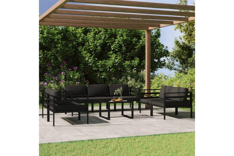 Loungegrupp Utomhus för trädgården 8 delar med dynor aluminium antra - Antracit - Utemöbler - Utegrupp - Loungegrupp