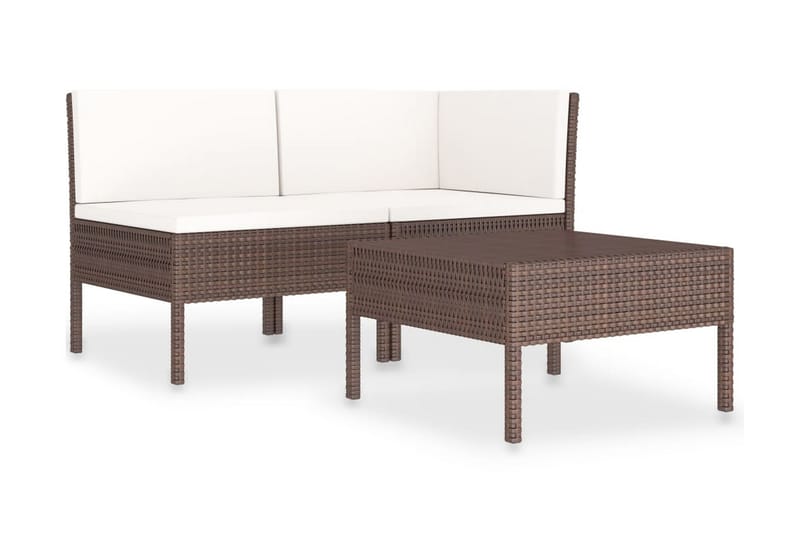 Loungegrupp för trädgården med dynor 3 delar konstrotting br - Loungemöbler - Loungegrupp