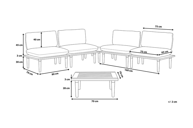FRASCATI Loungegrupp Utomhus 80 cm - Utemöbler - Utegrupp - Loungegrupp