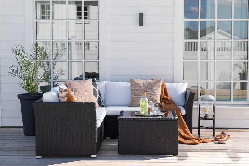 Haiti Loungegrupp Utomhus med Dynor - Svart - Utemöbler - Utegrupp - Loungegrupp