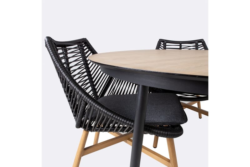 HELSINKI Matgrupp Utomhus inkl 4 Utestolar Svart/Beige - Utemöbler - Utegrupp - Loungegrupp