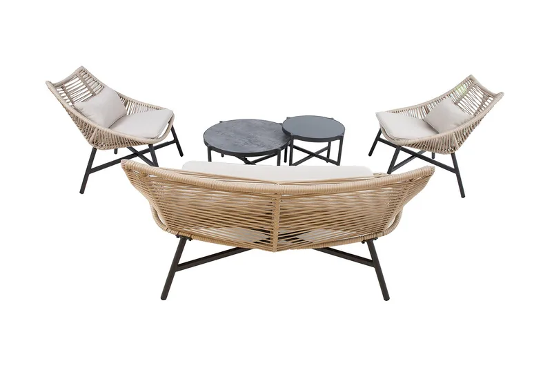 Helsinki Soffgrupp Utomhus - Natur/Svart - Utemöbler - Utegrupp - Loungegrupp
