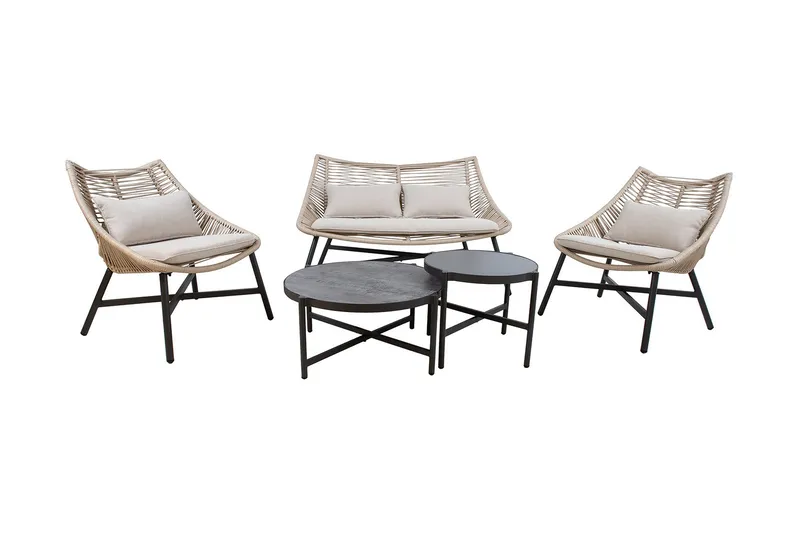 Helsinki Soffgrupp Utomhus - Natur/Svart - Utemöbler - Utegrupp - Loungegrupp