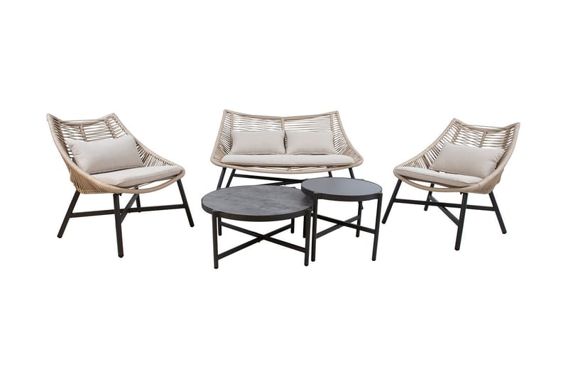Helsinki Soffgrupp Utomhus - Natur/Svart - Utemöbler - Utegrupp - Loungegrupp