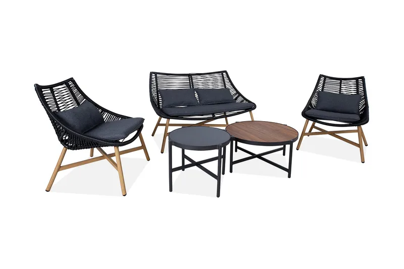 Helsinki Soffgrupp Utomhus, Svart/Natur/Grå