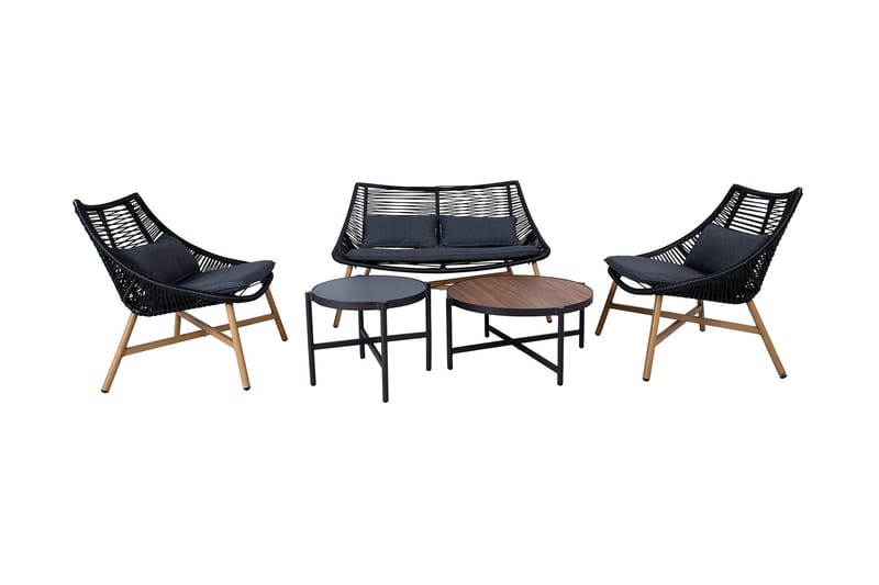 Helsinki Soffgrupp Utomhus - Svart/Natur/Grå - Utemöbler - Utegrupp - Loungegrupp