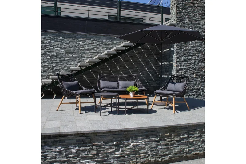 Helsinki Soffgrupp Utomhus - Svart/Natur/Grå - Utemöbler - Utegrupp - Loungegrupp