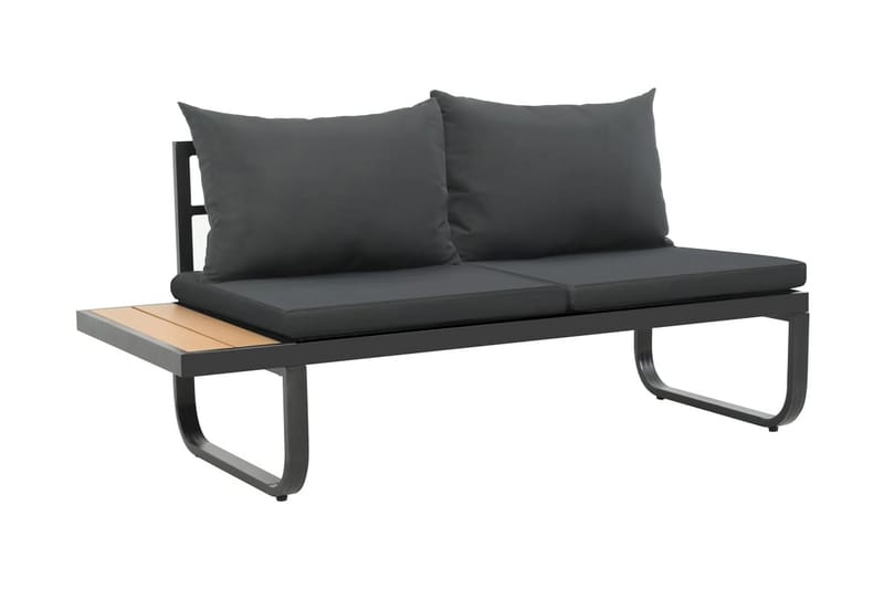 Hörnsoffa Utomhus set med dynor 2 delar aluminium WPC - Grå - Utemöbler - Utegrupp - Loungegrupp