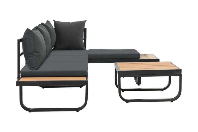 Hörnsoffa Utomhus set med dynor 2 delar aluminium WPC - Grå - Utemöbler - Utegrupp - Loungegrupp