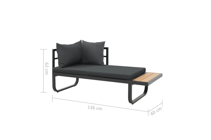 Hörnsoffa Utomhus set med dynor 2 delar aluminium WPC - Grå - Utemöbler - Utegrupp - Loungegrupp