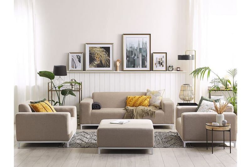 HUGHEN Loungegrupp Utomhus 5-sits Beige - Utemöbler - Utegrupp - Loungegrupp