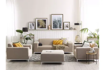 Hughen Loungegrupp Utomhus 5-sits - Beige - Utemöbler - Utegrupp - Loungegrupp