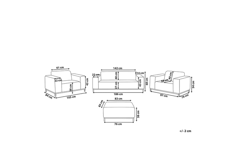 HUGHEN Loungegrupp Utomhus 5-sits Beige/Svart - Utemöbler - Utegrupp - Loungegrupp