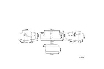 Hughen Loungegrupp Utomhus 5-sits - Beige/Svart - Utemöbler - Utegrupp - Loungegrupp
