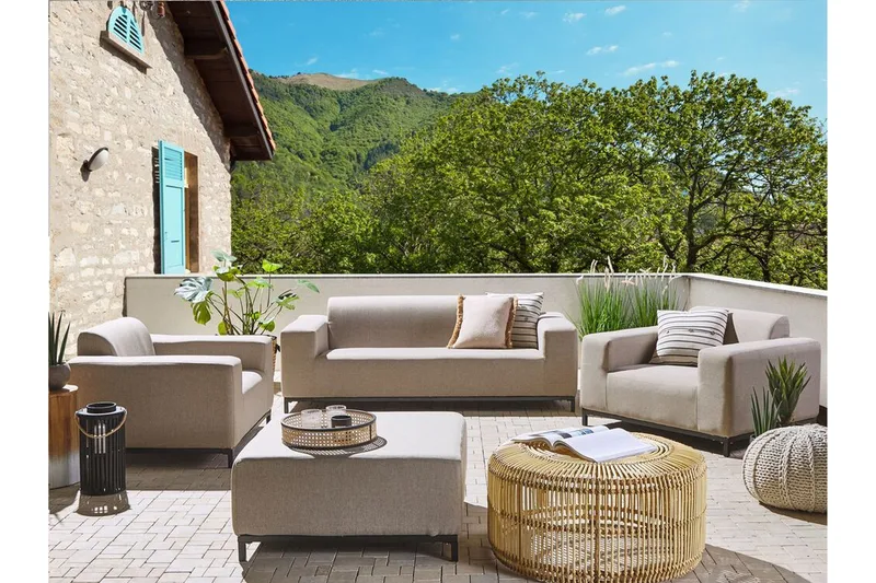 Hughen Loungegrupp Utomhus 5-sits - Beige/Svart - Utemöbler - Utegrupp - Loungegrupp