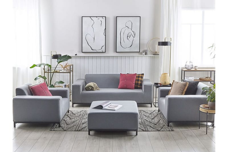 HUGHEN Loungegrupp Utomhus 5-sits Grå/Svart - Utemöbler - Utegrupp - Loungegrupp