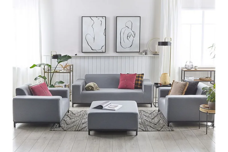 Hughen Loungegrupp Utomhus 5-sits - Grå/Svart - Utemöbler - Utegrupp - Loungegrupp