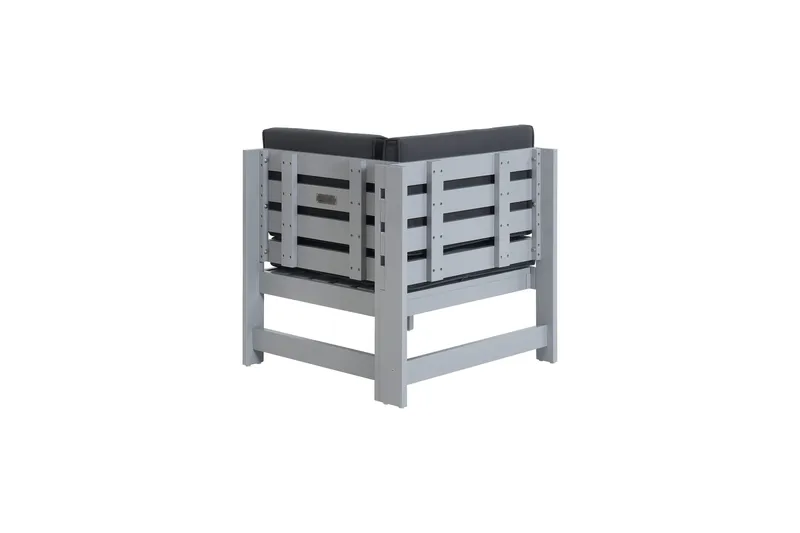 Husarn Hörnmodul Utomhus - Hörndel i Trä för Uteplats - Grå / Svarta dynor - Utemöbler - Utegrupp - Loungegrupp