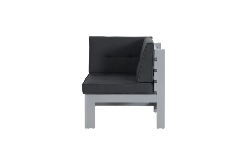 Husarn Hörnmodul Utomhus - Hörndel i Trä för Uteplats - Grå / Svarta dynor - Utemöbler - Utegrupp - Loungegrupp