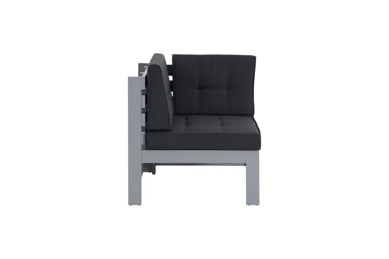 Husarn Hörnmodul Utomhus - Hörndel i Trä för Uteplats - Grå / Svarta dynor - Utemöbler - Utegrupp - Loungegrupp