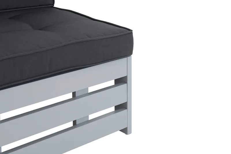 Husarn Mittmodul Utomhus - Mittendel i Trä för Uteplats - Grå / Svarta dynor - Utemöbler - Utegrupp - Loungegrupp