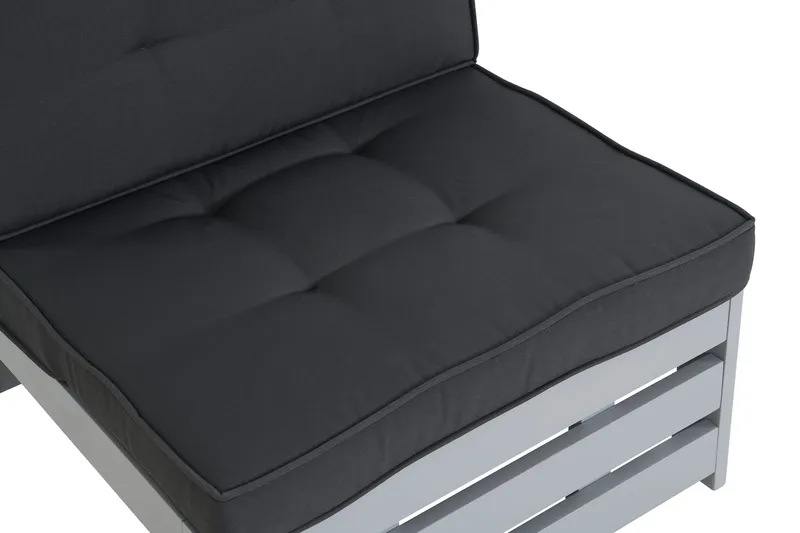 Husarn Mittmodul Utomhus - Mittendel i Trä för Uteplats - Grå / Svarta dynor - Utemöbler - Utegrupp - Loungegrupp