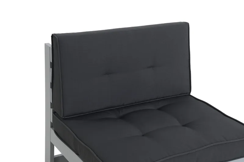 Husarn Mittmodul Utomhus - Mittendel i Trä för Uteplats - Grå / Svarta dynor - Utemöbler - Utegrupp - Loungegrupp