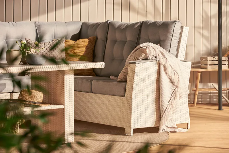 James Lyx Loungegrupp Vändbar - Vit / Gråa dynor - Utemöbler - Utegrupp - Loungegrupp