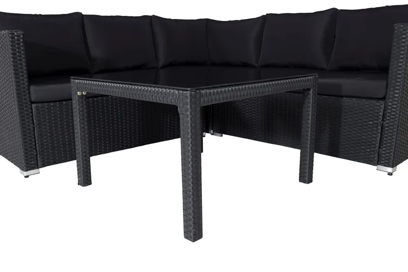 Kuba Loungegrupp Utomhus med Dynor - Svart - Utemöbler - Utegrupp - Loungegrupp