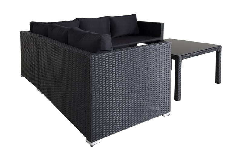 Kuba Loungegrupp Utomhus med Dynor - Svart - Utemöbler - Utegrupp - Loungegrupp