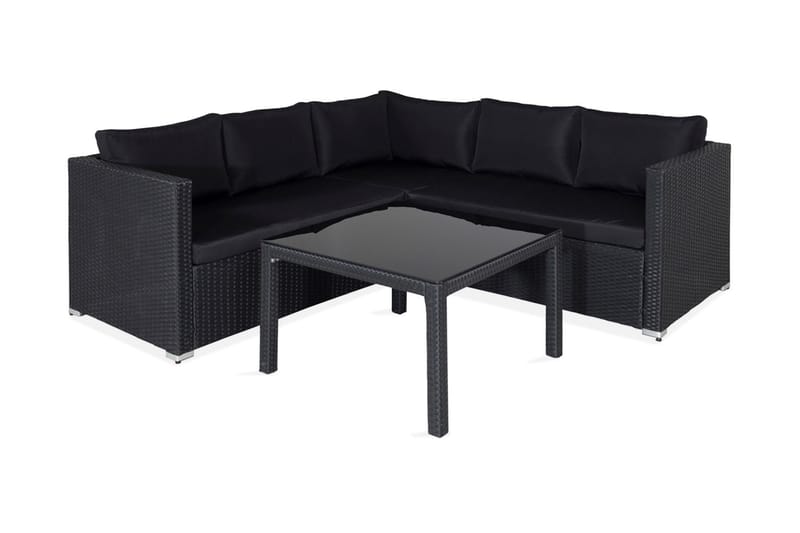 Kuba Loungegrupp Utomhus med Dynor - Svart - Utemöbler - Utegrupp - Loungegrupp