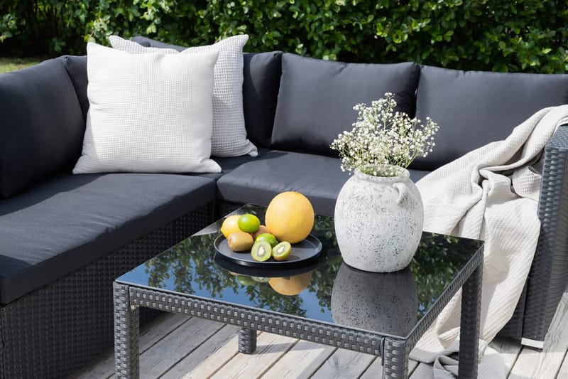 Kuba Loungegrupp Utomhus med Dynor - Svart - Utemöbler - Utegrupp - Loungegrupp