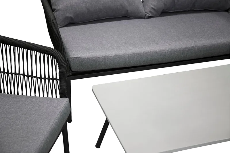 Lindos Loungegrupp Utomhus - Svart/Grå - Utem öbler - Utegrupp - Loungegrupp