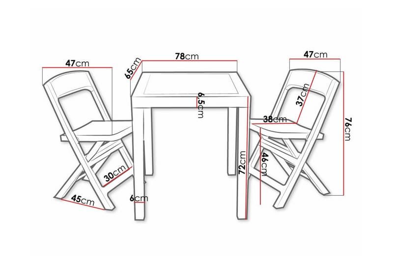 Liten 2- sits matgrupp Utomhus - Litet cafeset i plast för balkong terrass uteplats - Utemöbler - Utegrupp - Loungegrupp