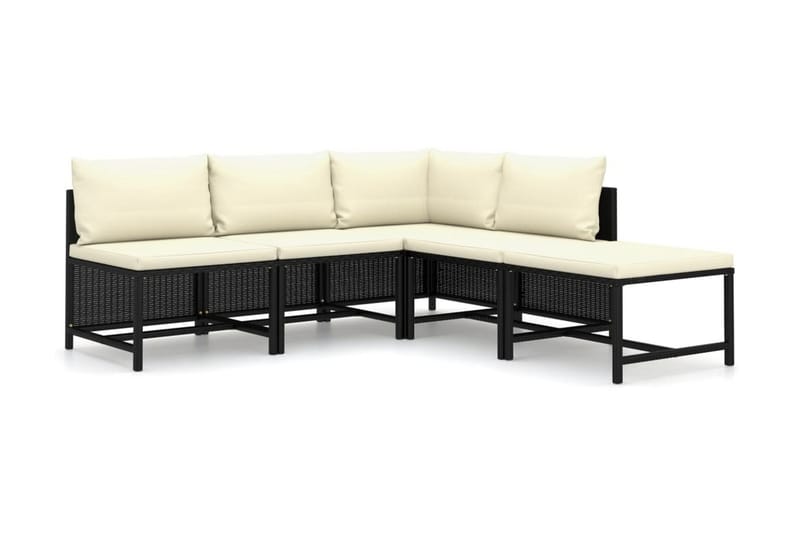 Loungegrupp för trädgården med dynor 5 delar konstrotting sv - Svart - Loungemöbler - Loungegrupp