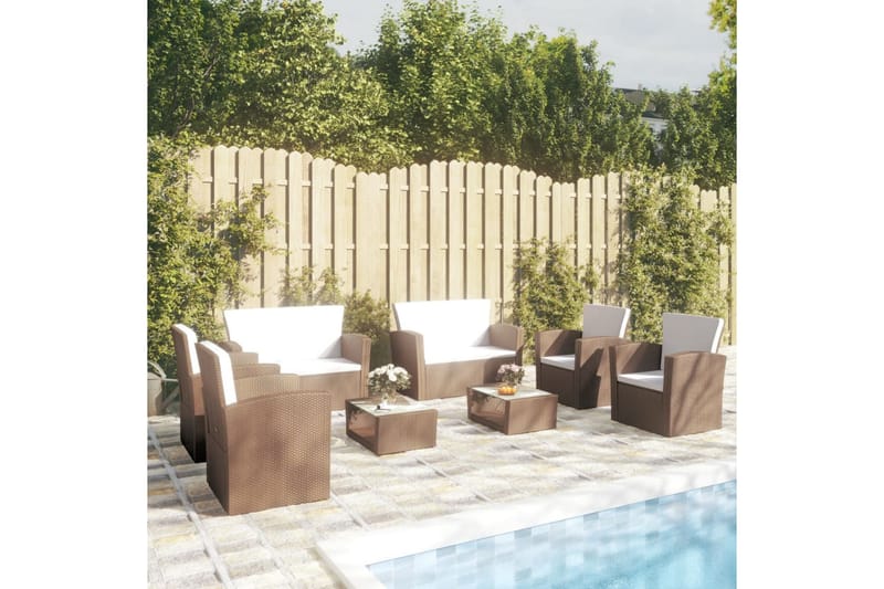 Loungegrupp Utomhus för trädgården med dynor 8 delar konstrotting br - Brun - Utemöbler - Utegrupp - Loungegrupp