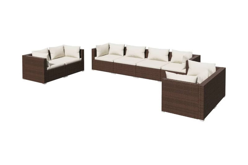Loungegrupp Utomhus för trädgården med dynor 8 delar konstrotting br - Brun/Vit - Utemöbler - Utegrupp - Loungegrupp