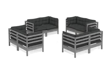 Loungegrupp Utomhus med antracit dynor 8 delar massiv furu