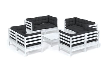 Loungegrupp Utomhus med antracit dynor 9 delar massiv furu