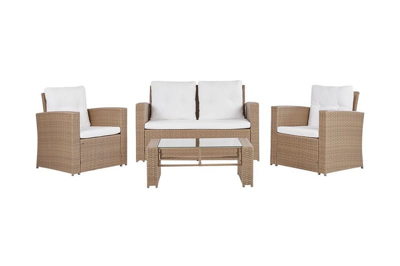 Loungegrupp Utomhus 4-sits konstrotting ljusbrun LUCA - Trä/natur - Utemöbler - Utegrupp - Loungegrupp