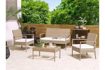 Loungegrupp Utomhus 4-sits konstrotting ljusbrun MARSALA - Trä/natur - Utemöbler - Utegrupp - Loungegrupp