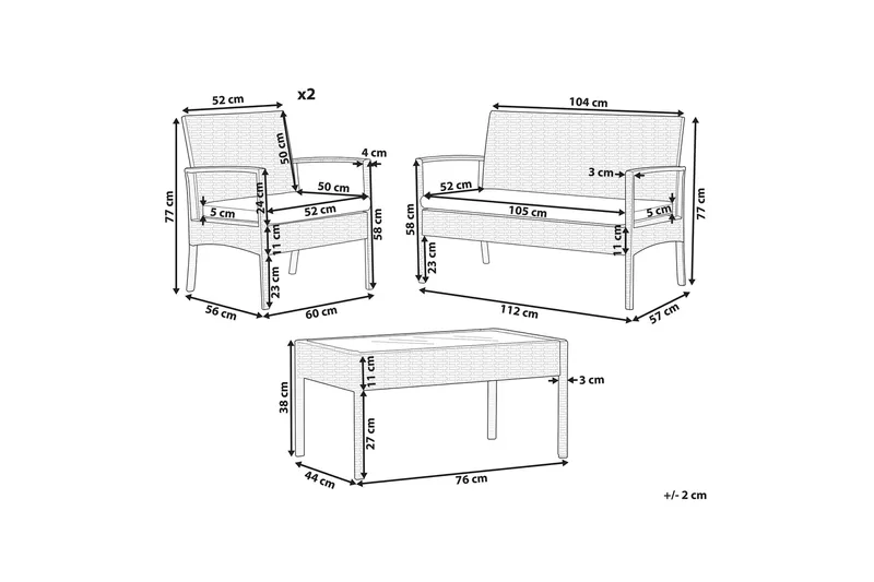 Loungegrupp Utomhus 4-sits konstrotting ljusbrun MARSALA - Trä/natur - Utemöbler - Utegrupp - Loungegrupp
